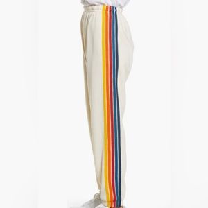 Aviator nation 5 stripe vintage white sweatpants